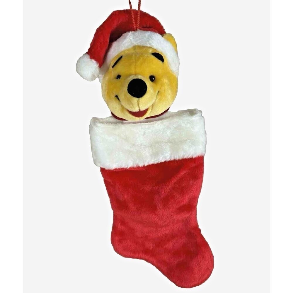 Disney Winnie the Pooh Christmas Stocking 3D Plush 14" Vintage Holiday Decor